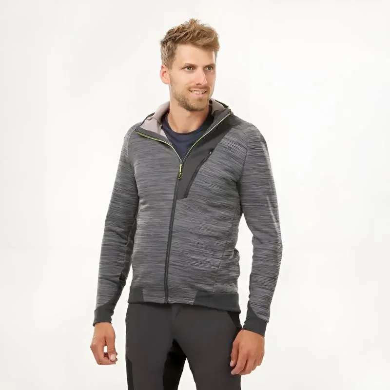 Chaqueta polar senderismo hombre mh900 gris jaspeado