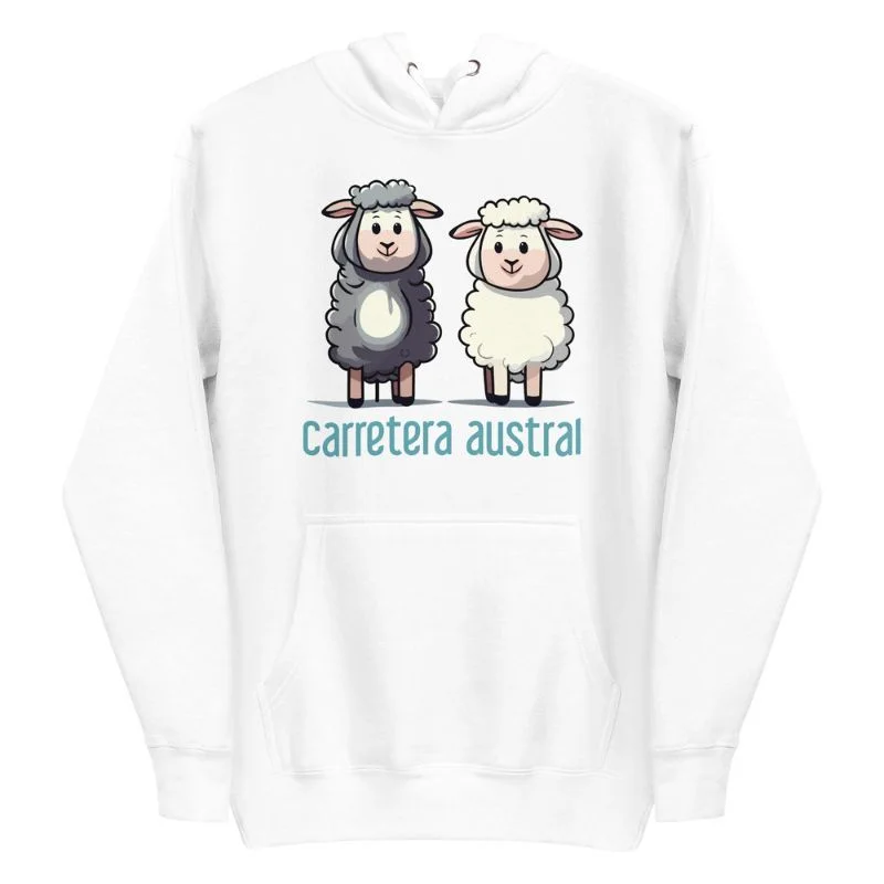 Polerón Carretera Austral - Ovejas Caricaturas Blanco