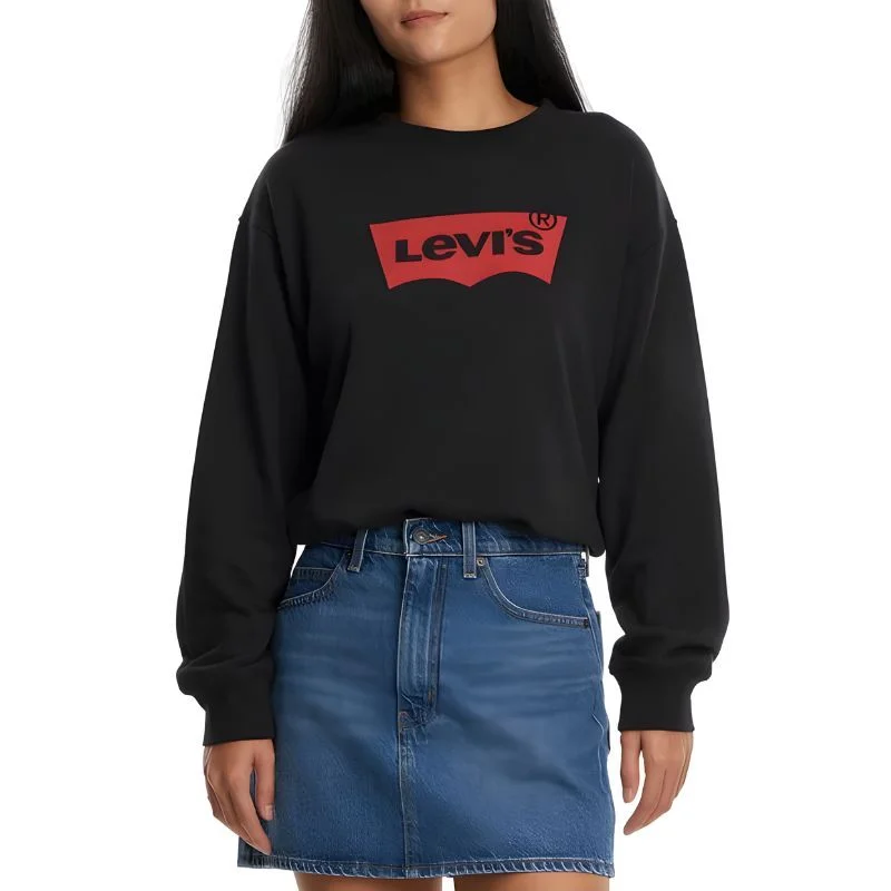 Polerón Mujer Liso Con Logo Negro Levis