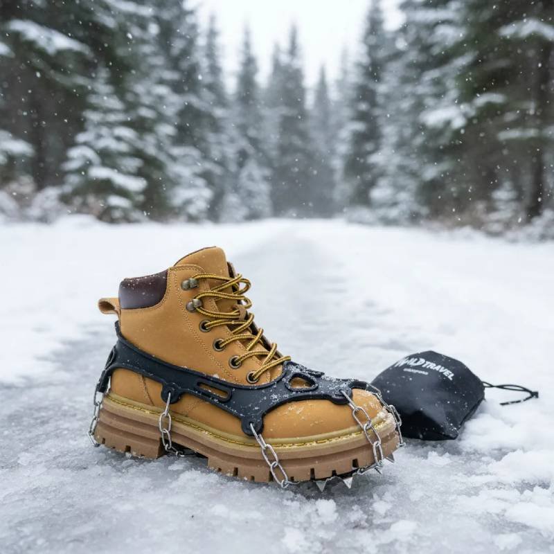 Crampones antideslizantes para nieve y hielo con puntas metálicas y ajuste flexible para calzado outdoor