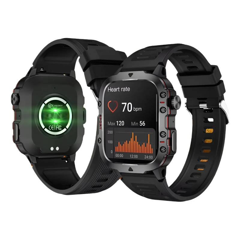 Smartwatch táctico militar con pantalla táctil y conectividad Bluetooth para actividades outdoor y uso diario