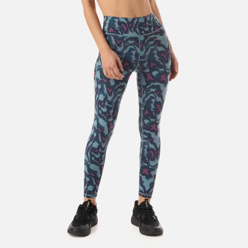 Calza mujer Haka Honu larga estampada color petróleo para uso outdoor y diario