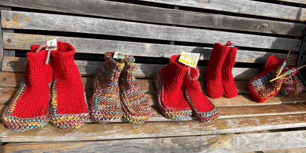 Pantuflas de lana de oveja hechas a mano